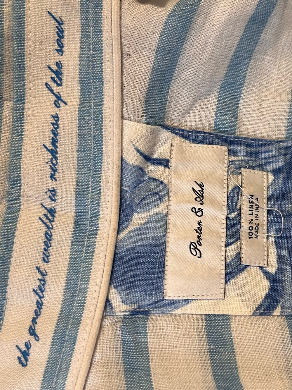 Porter & Ash Blue and White Striped Linen Button-Down Shirt